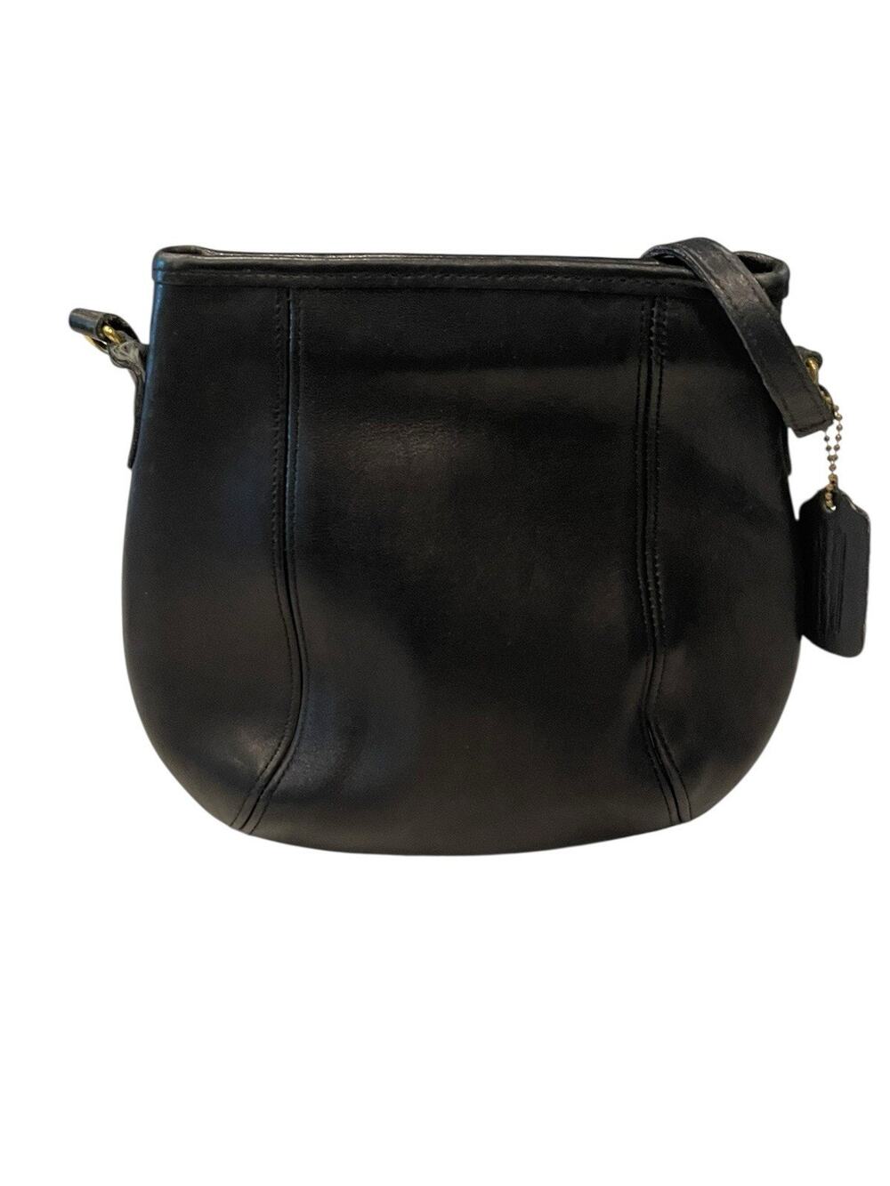 RARE Vintage COACH Small Snap Frame Pouch Bag Crossbody Black Leather